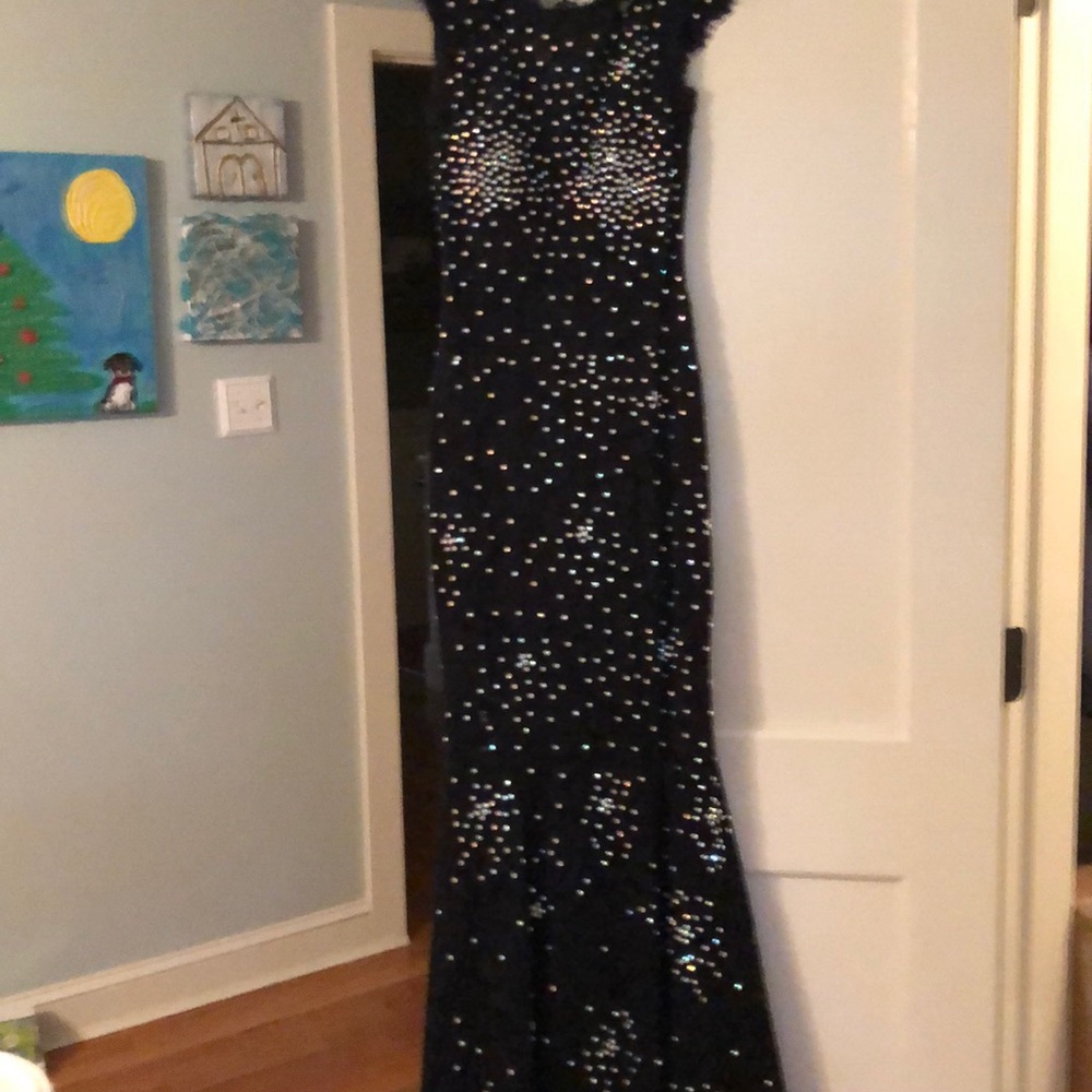 Betsy Adams vintage lace gown w/ rhinestones